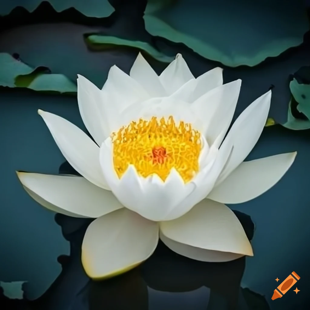 white lotus flower in full bloom