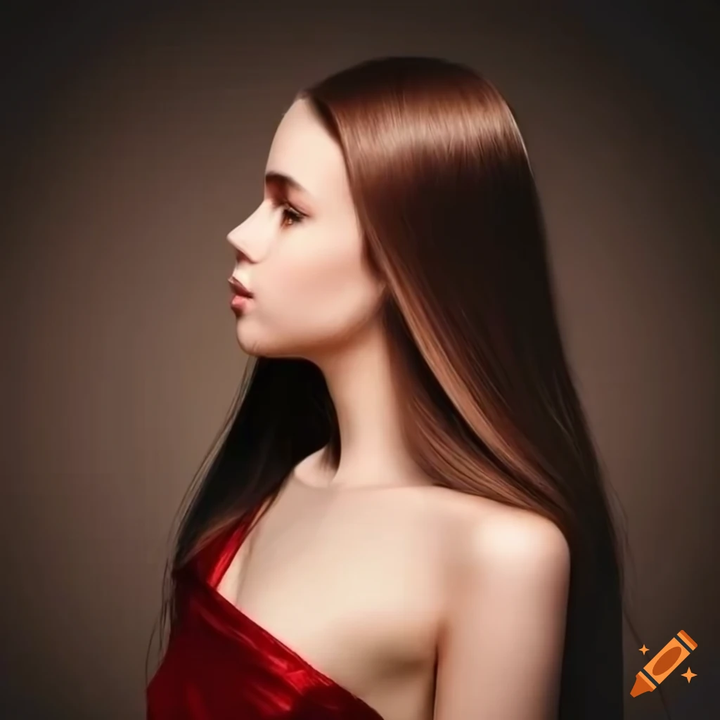 Elegant girl with brown hair in a gown on Craiyon