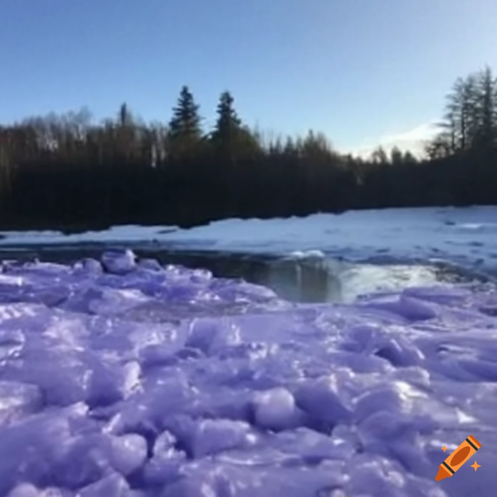 purple ice ponds in a gloomy setting