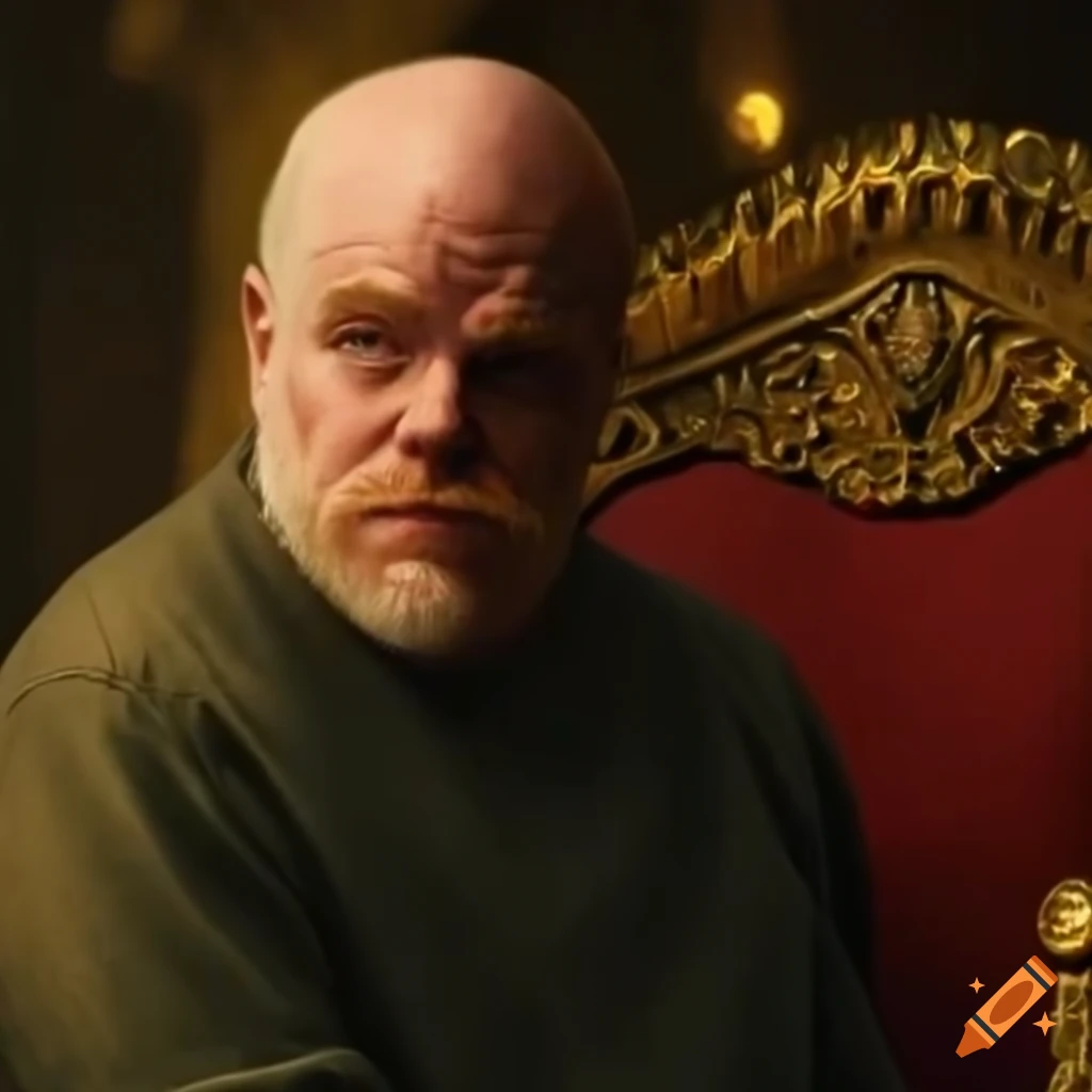 Portrait of philipp seymour hoffman sitting on a throne