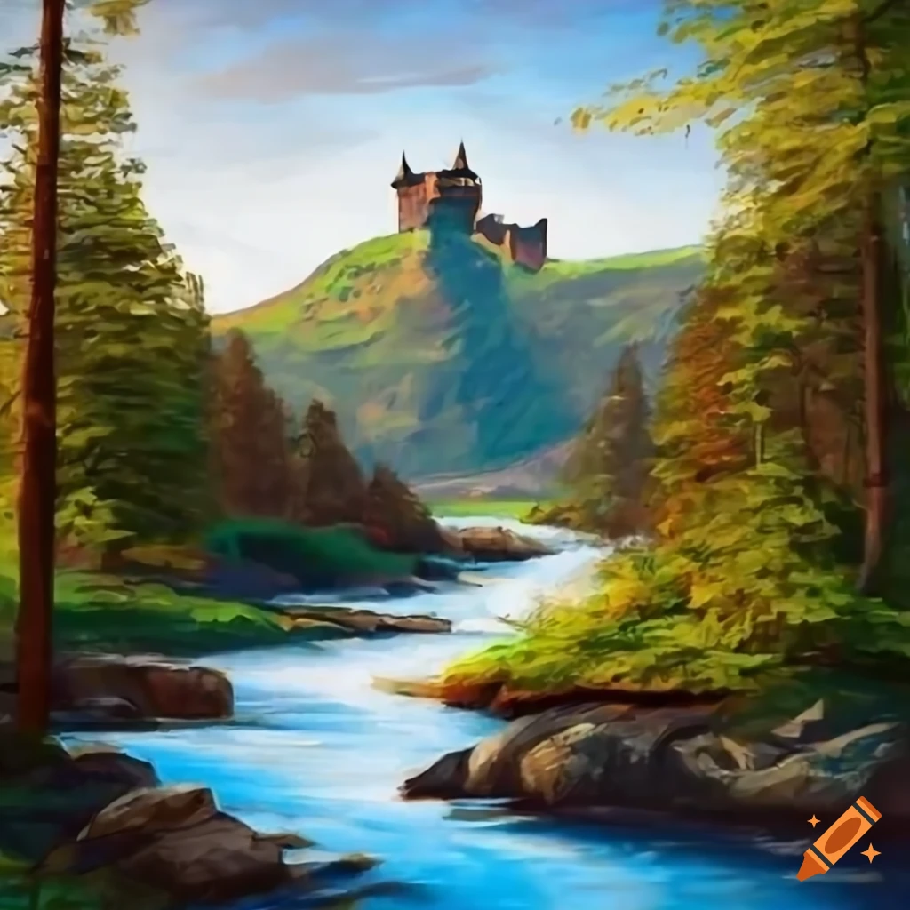 Wooded River Landscape with a Castle (oil on panel)