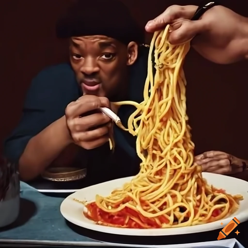 Will Smith enjoying a plate of spaghetti