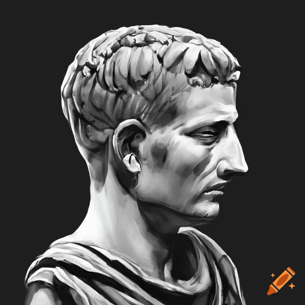 profile of Emperor Augustus in black and white