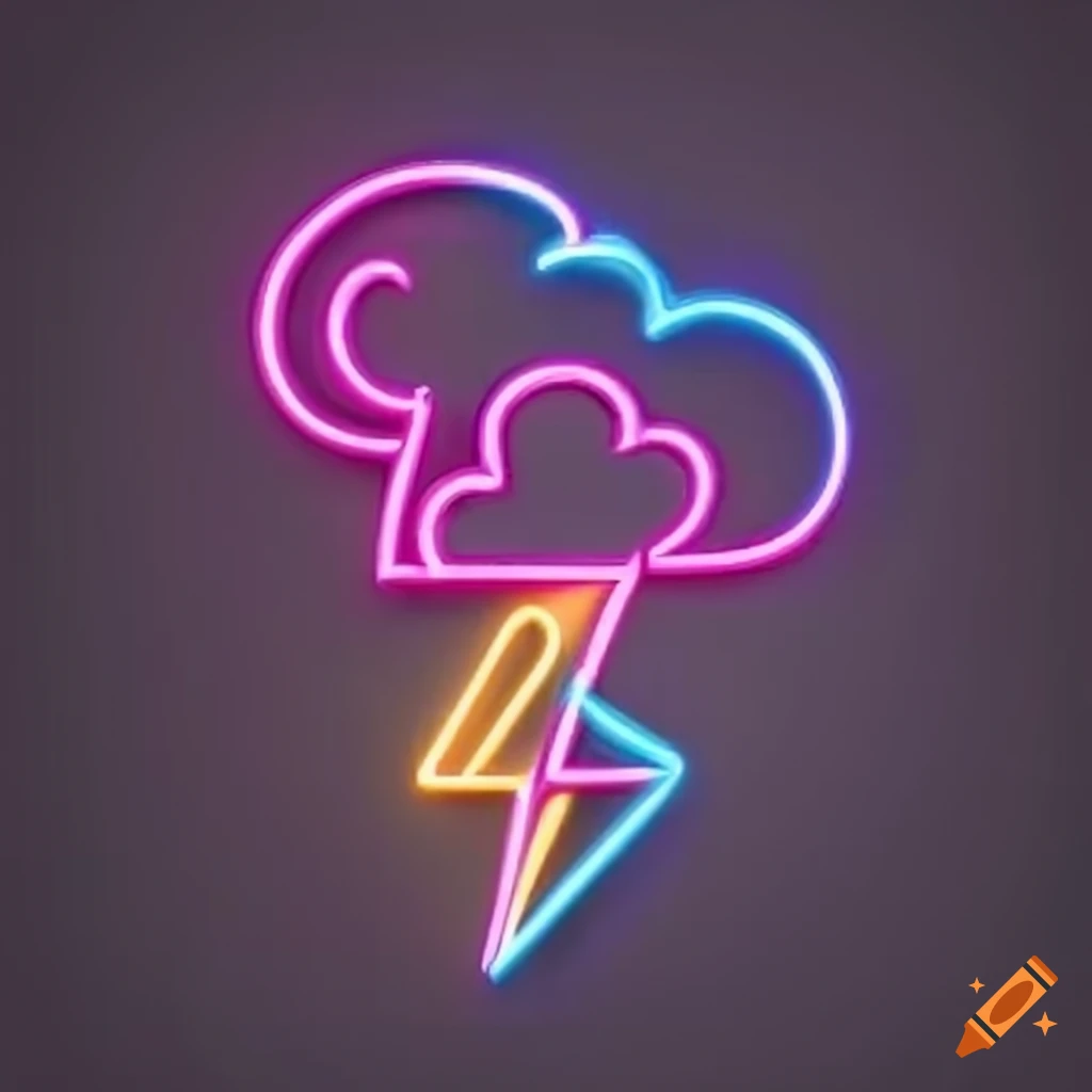Neon lights storm weather symbol