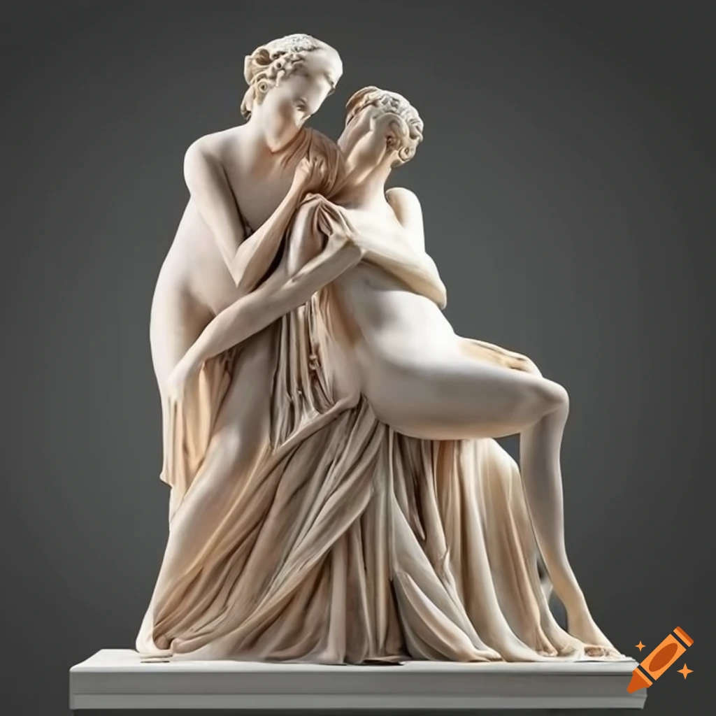sculpture of three embracing women by Antonio Canova