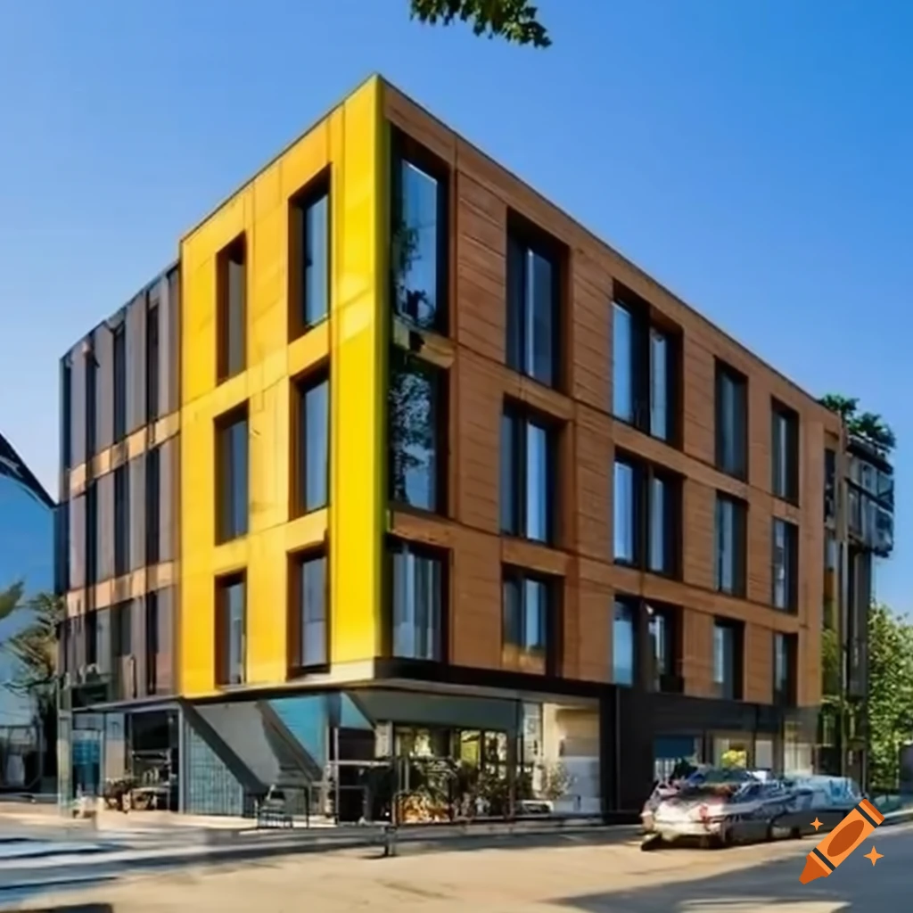 modern bionic style facade for a rectangular restaurant