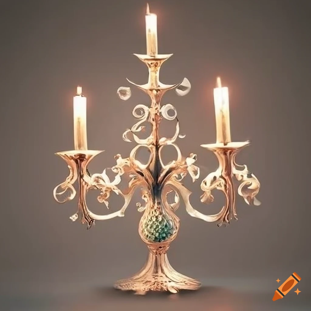 ornamental candelabrum with leaf design