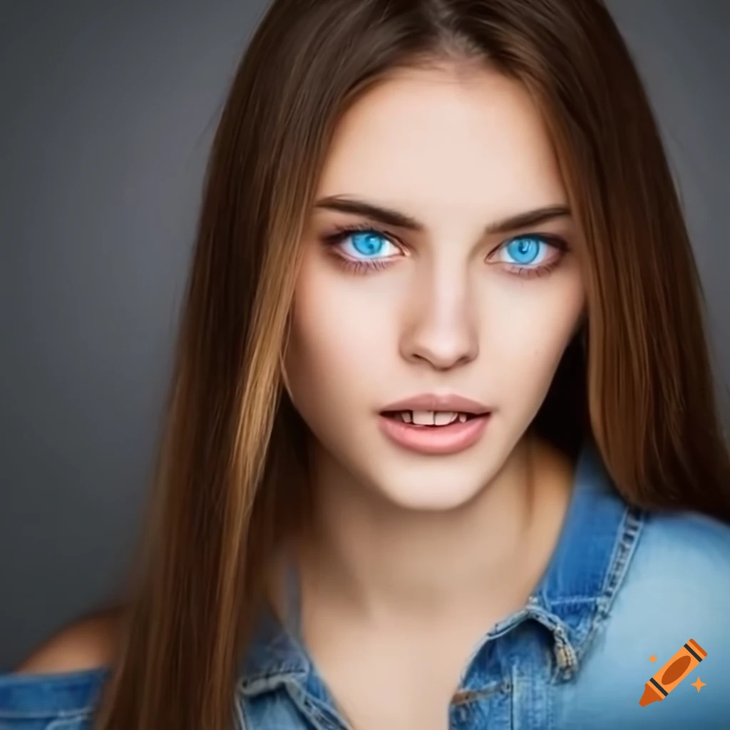 Portrait of a young woman with captivating blue eyes