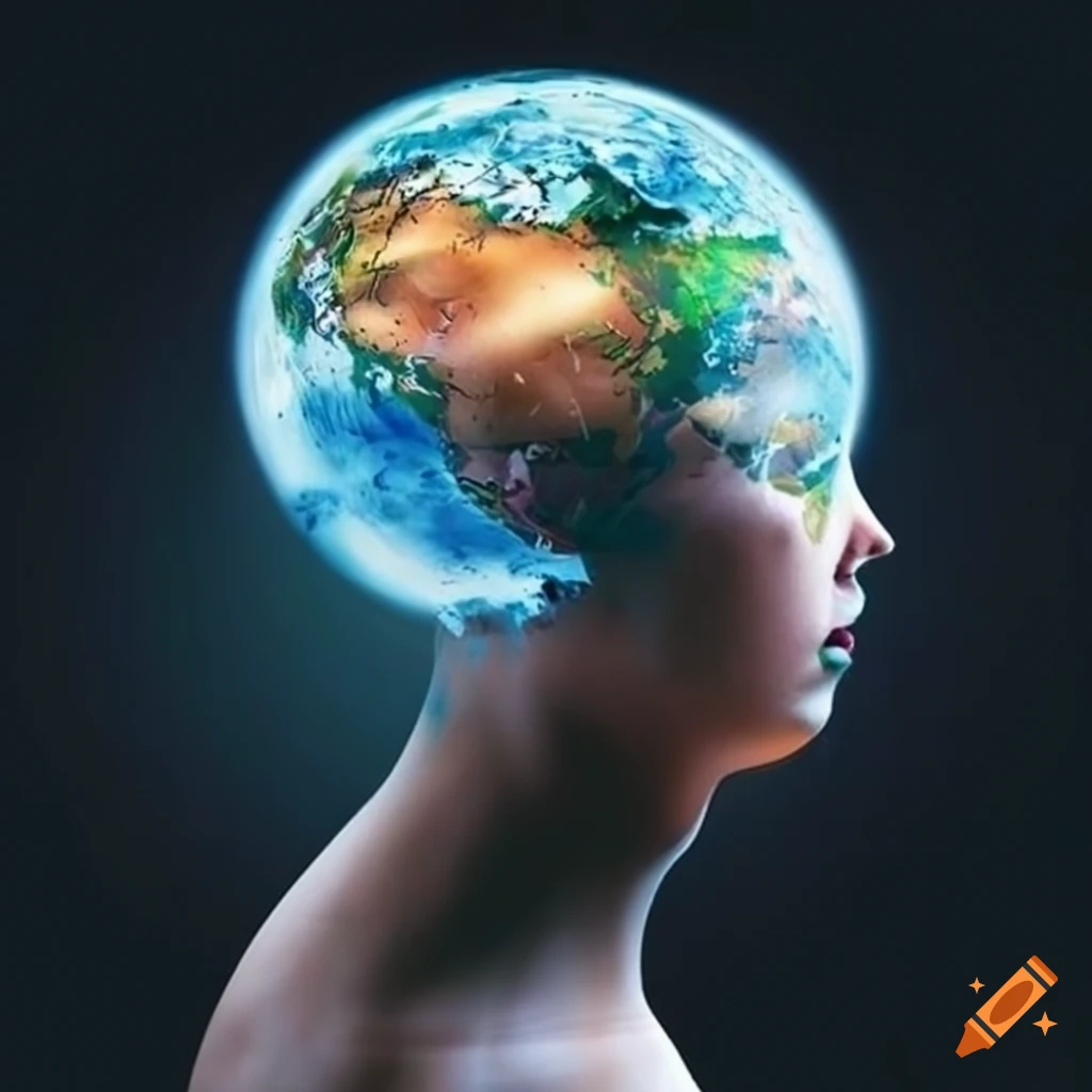 Intriguing artwork with exploding globe head on Craiyon