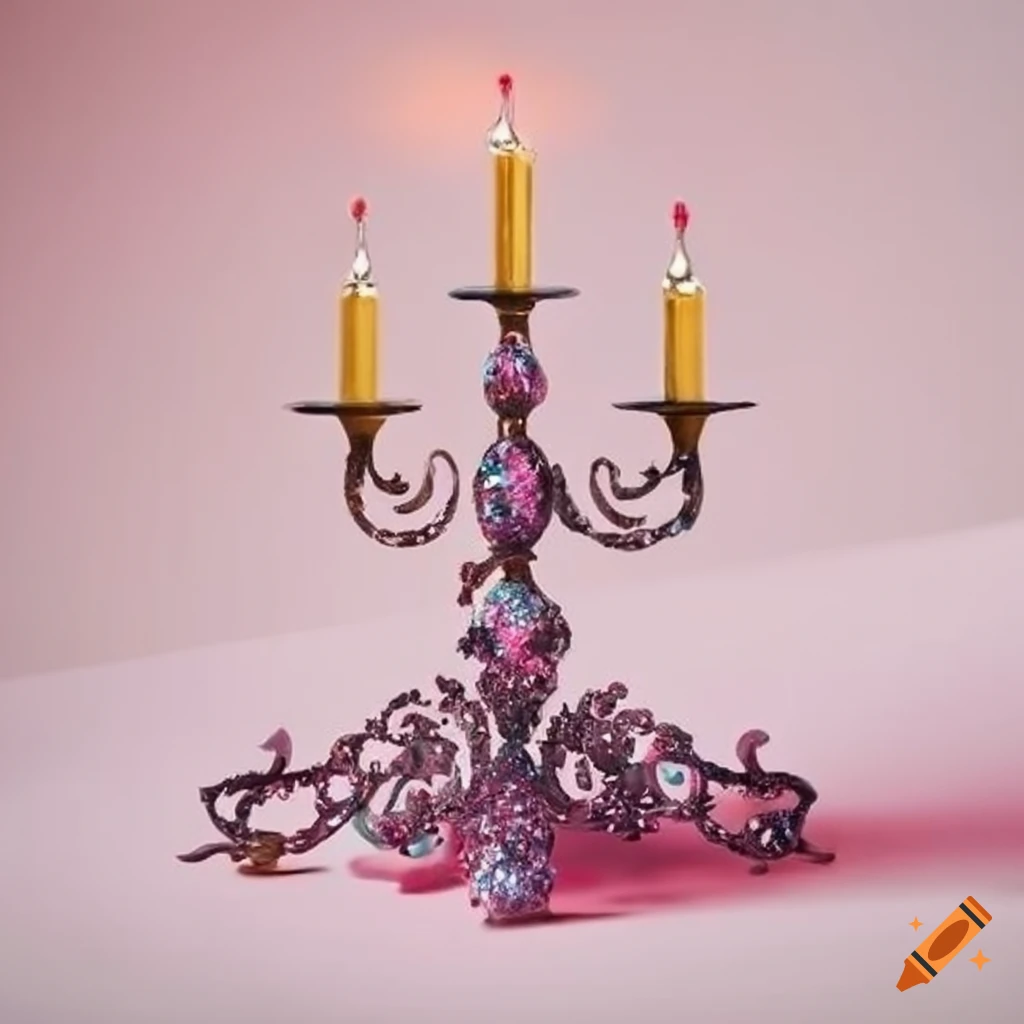 Sparkling ornamental candlestick candelabrum on Craiyon