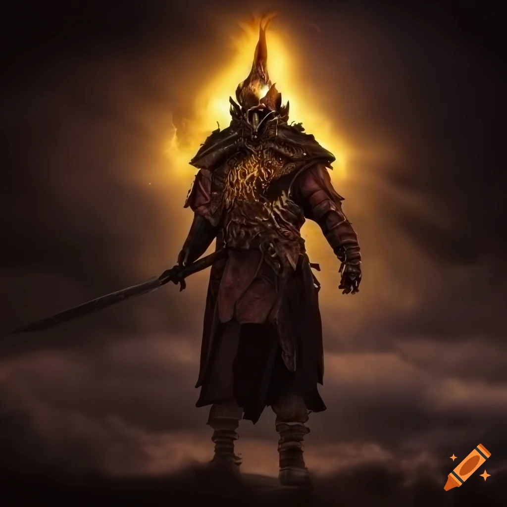 digital artwork of an armored warrior with a lightning sword