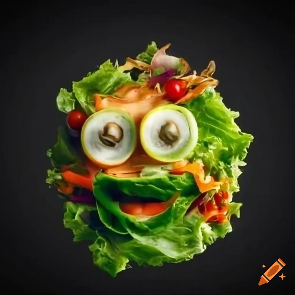 Smiley face made with salad ingredients