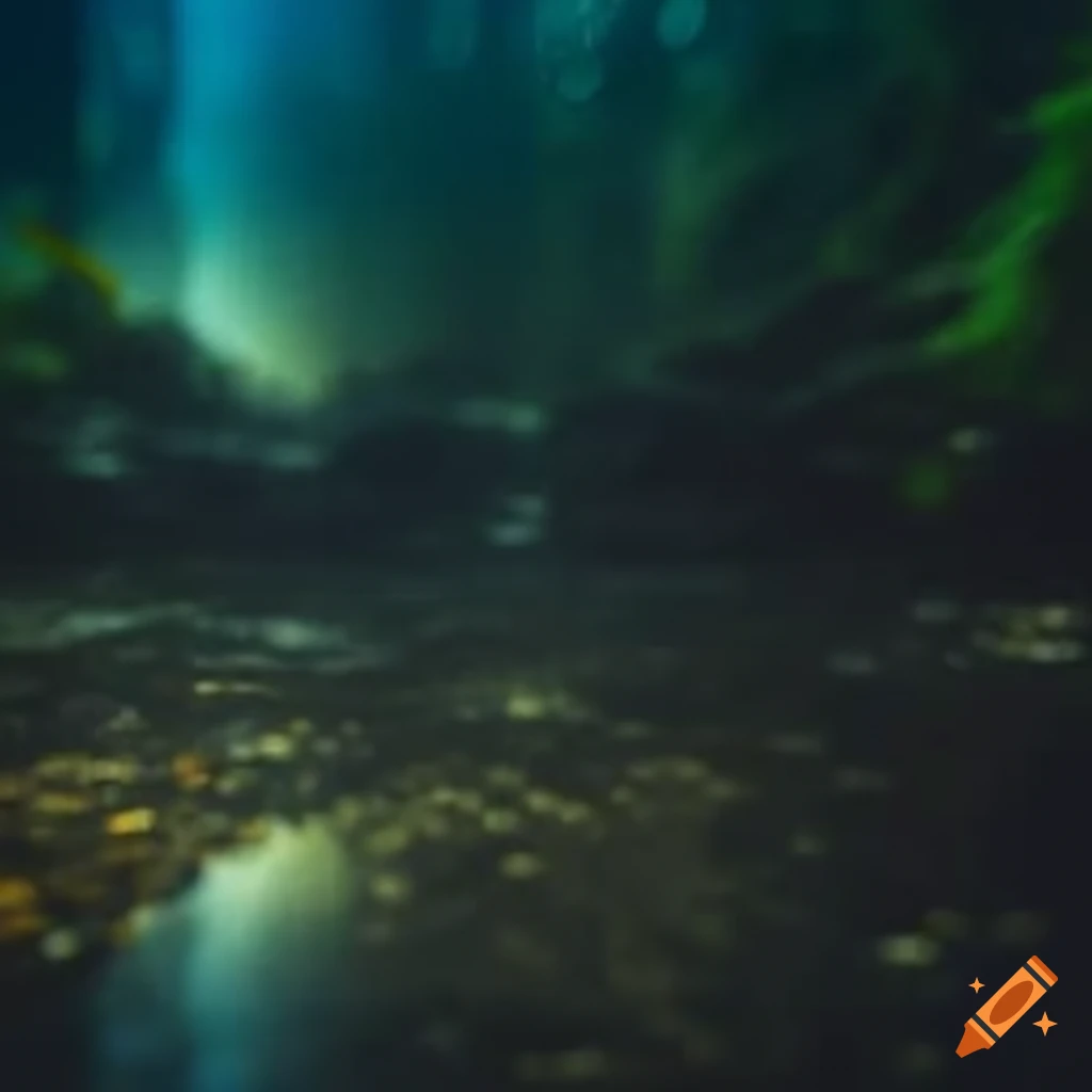 Sunken treasure at the bottom of a lake on Craiyon