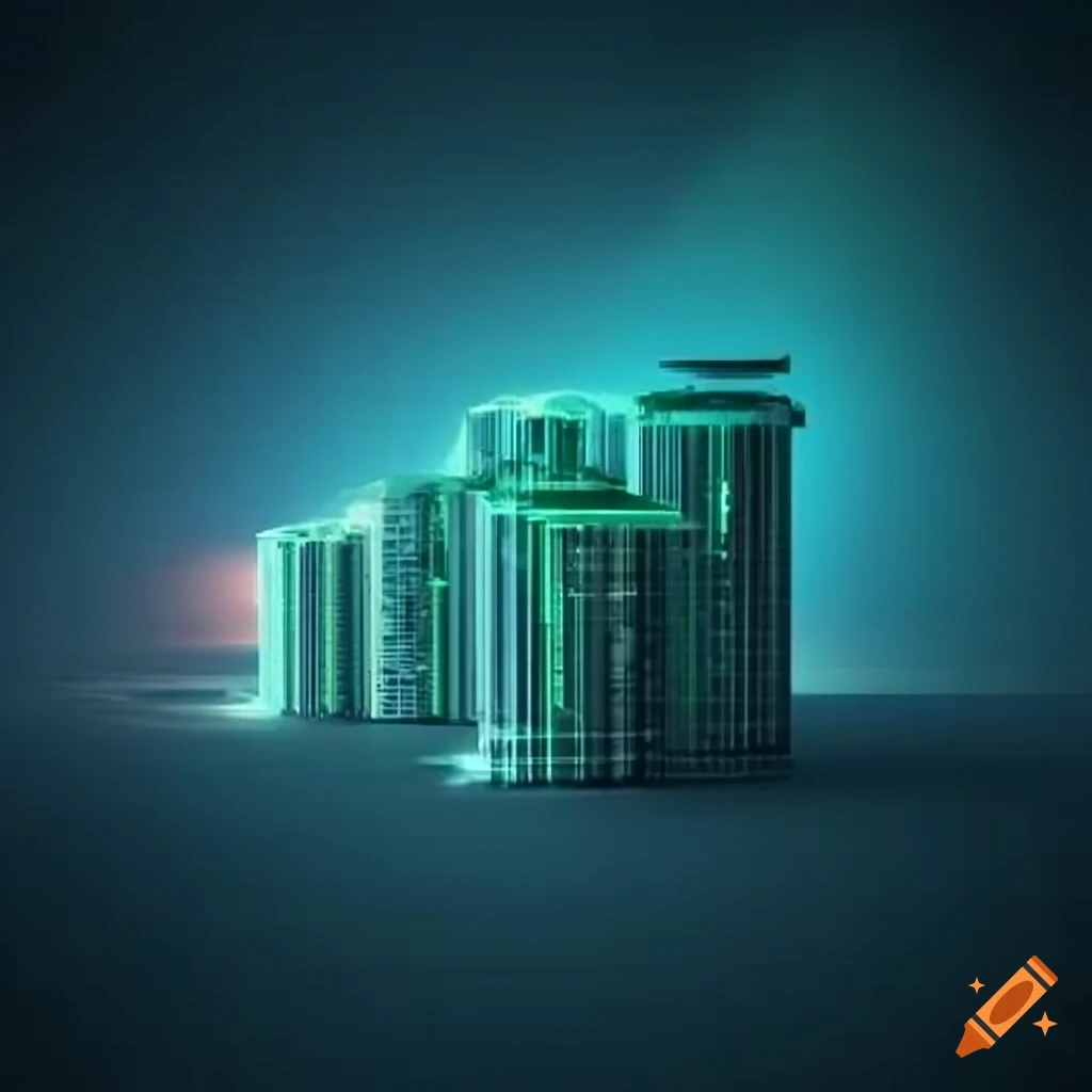 City made of computer parts logic boards transistors and chips on