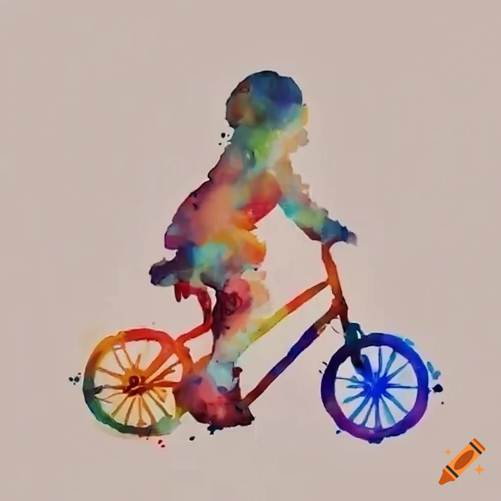 minimalist illustration of a child riding a bike
