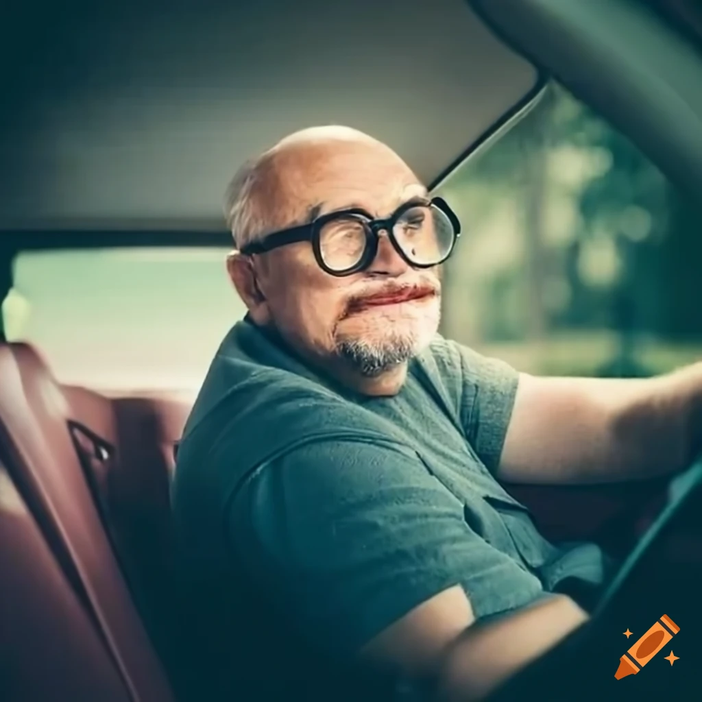 man driving a van on a busy highway
