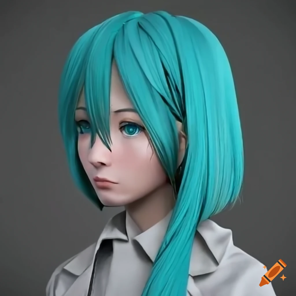 A 3d profile rendering of an anime girl lost in thought