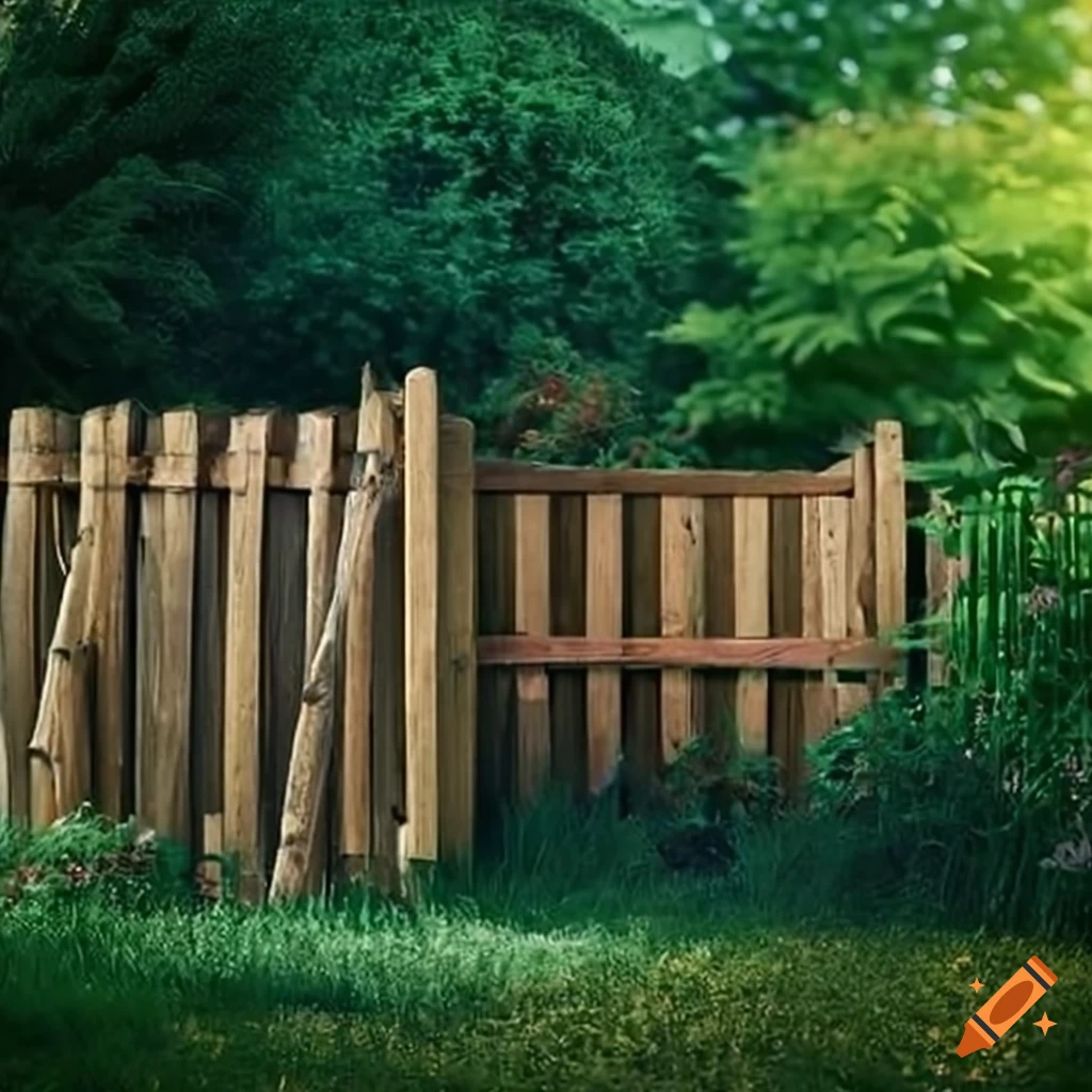wooden fence surrounding a garden