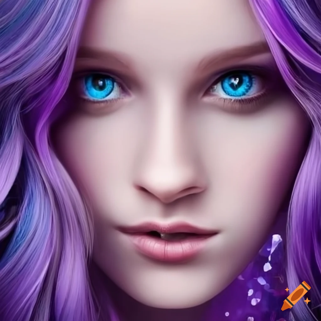 Portrait Of A Girl With Purple Hair And Ice Blue Eyes 5755