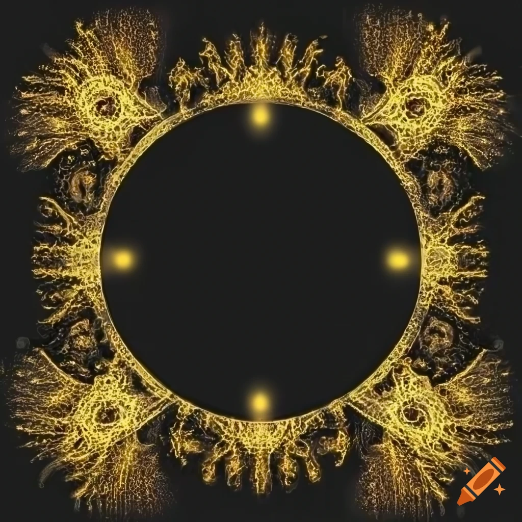 mysterious gold sun on black background