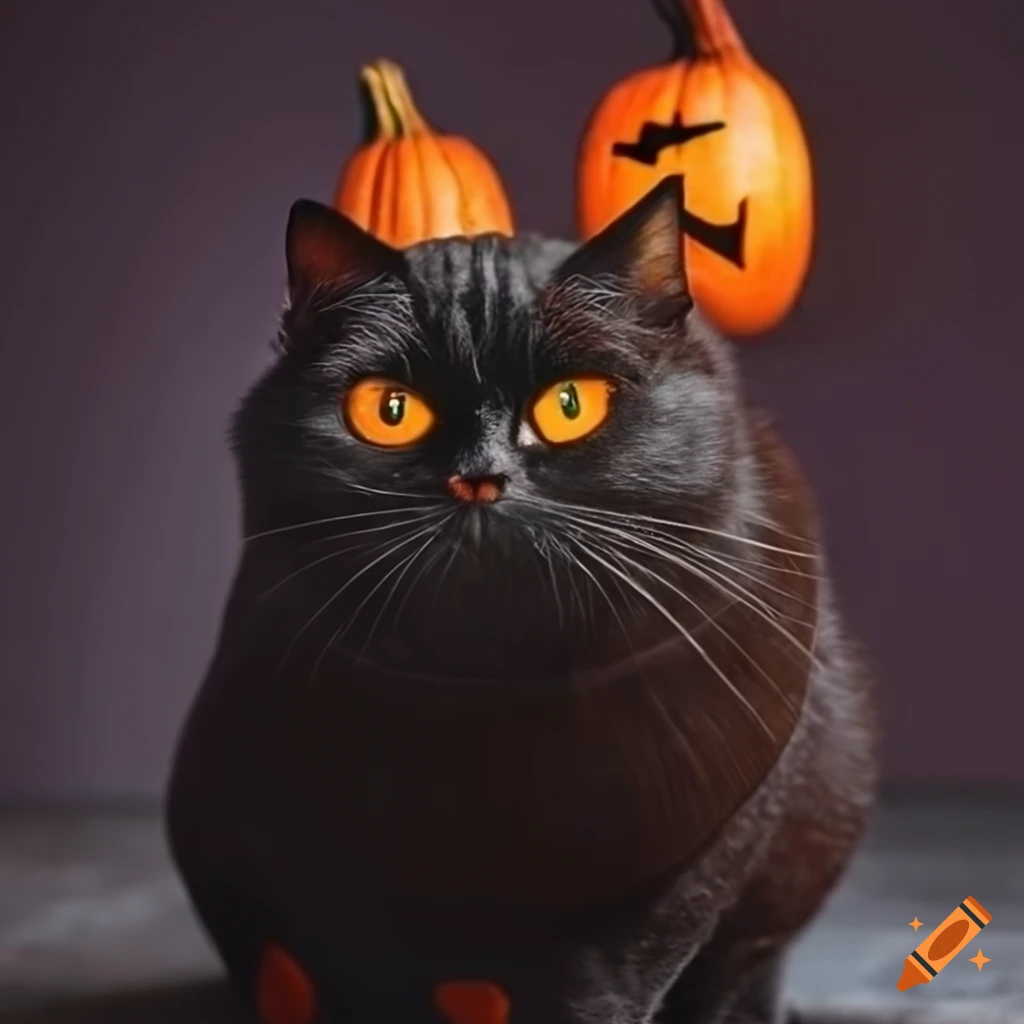 Black cat with pumpkin for halloween on Craiyon
