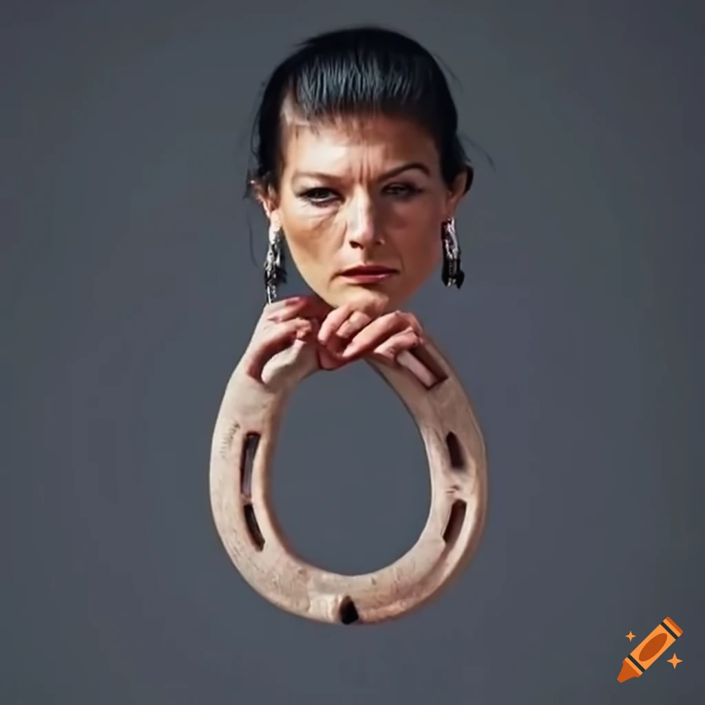 Sarah Wagenknecht bending a horseshoe