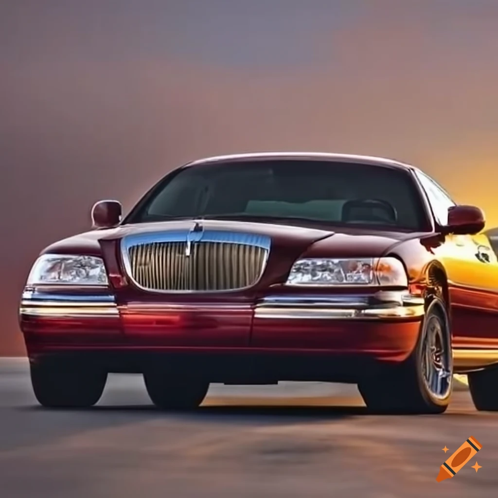 back end of a Maroon 2004 Lincoln Town Car Ultimate sedan