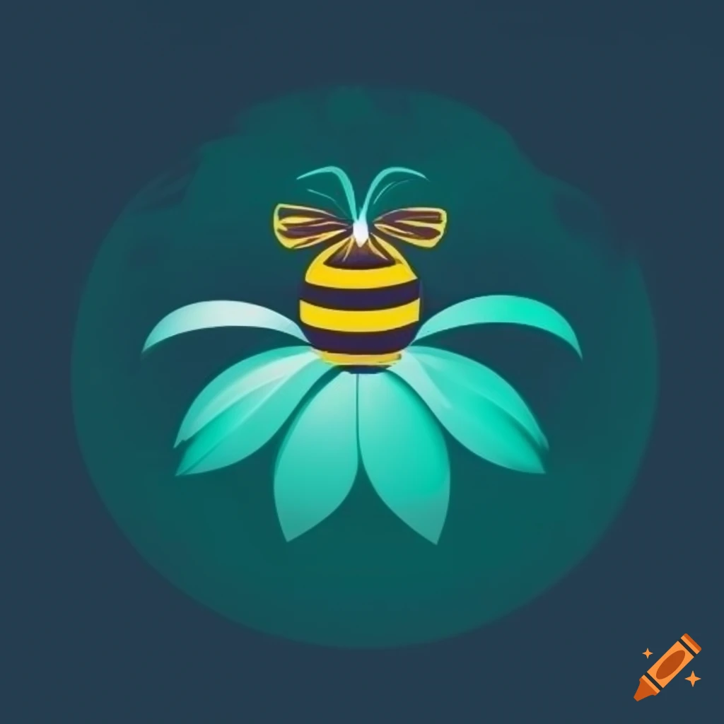 Logo design combining a bee and a flower on craiyon
