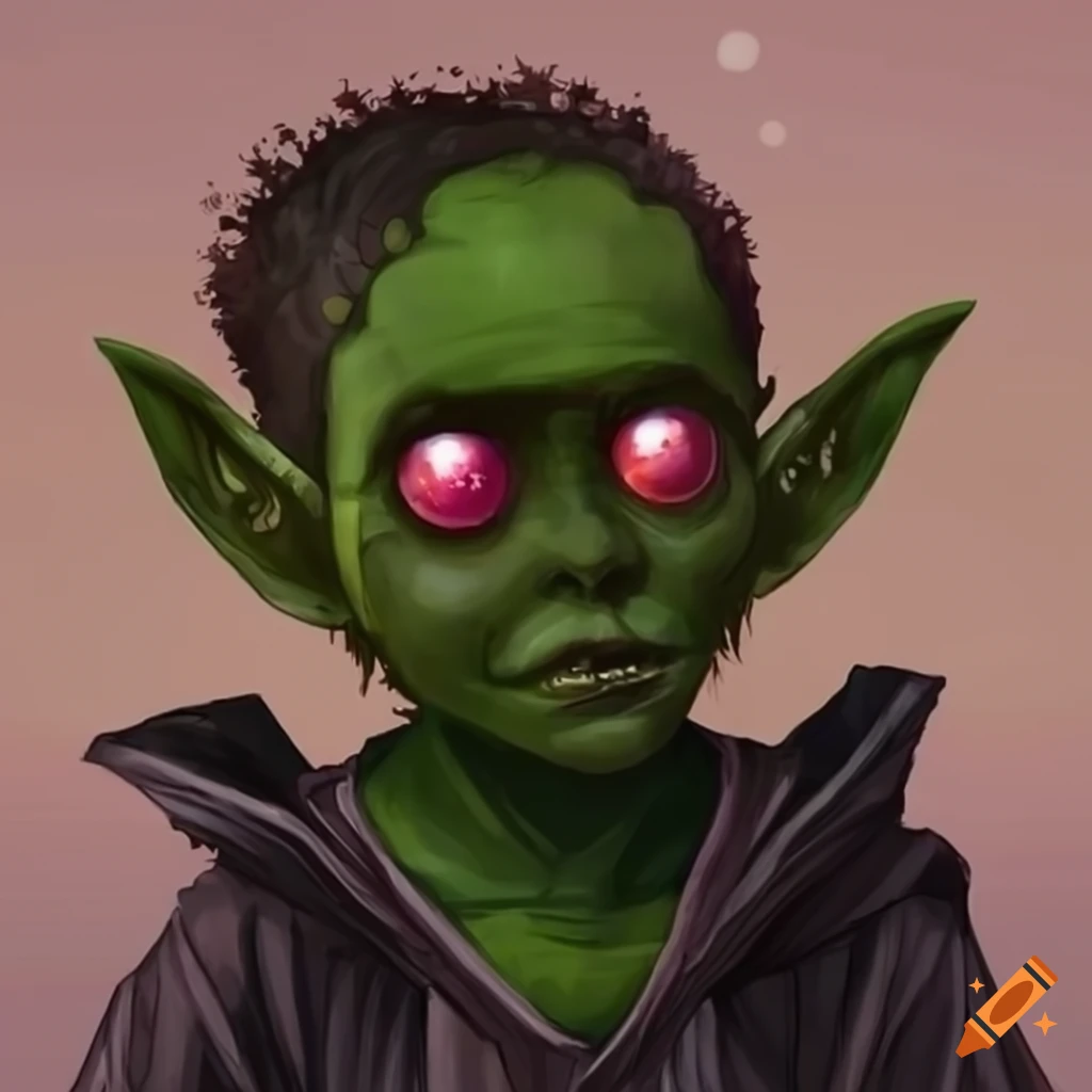Illustration of a cute goblin with butterfly wings