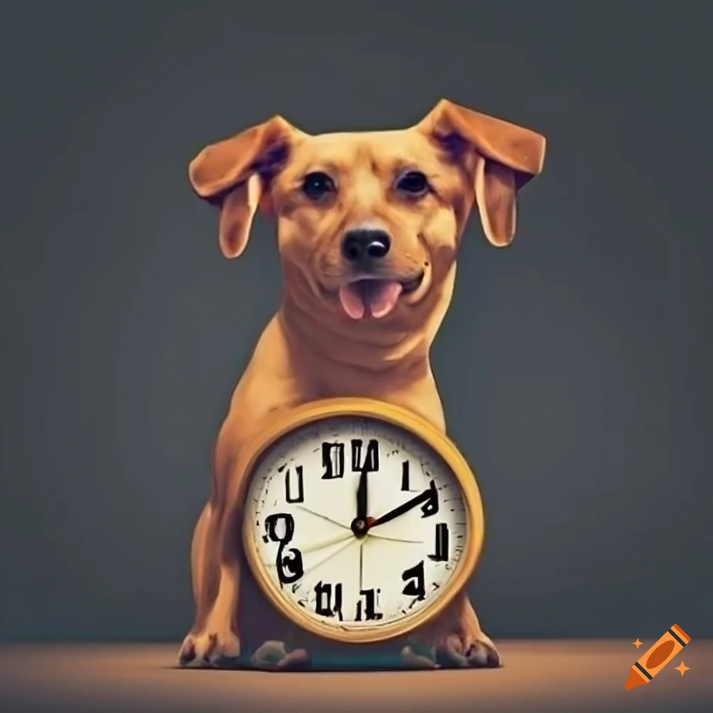 Dog with a clock on Craiyon