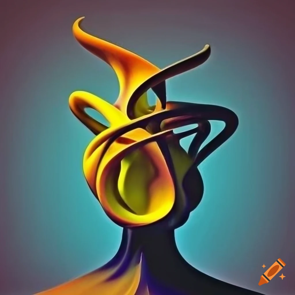 Abstract art of intertwined shapes in a flower vase on Craiyon