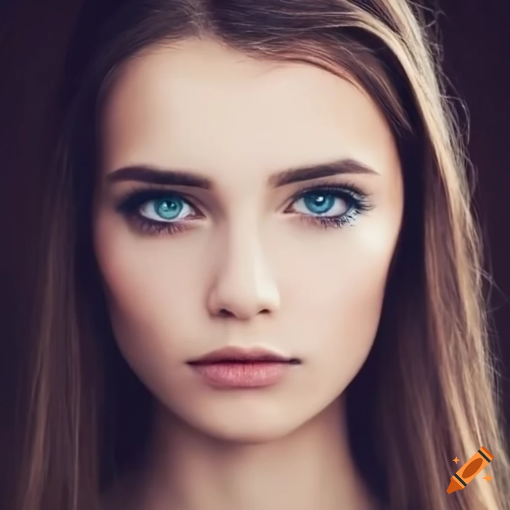 Portrait of a beautiful young woman with captivating eyes on Craiyon