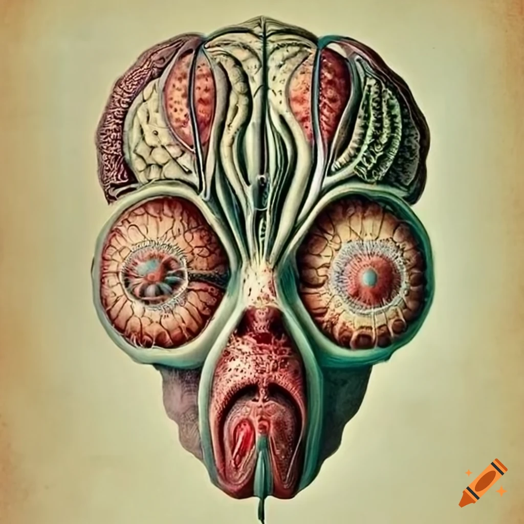 vintage artwork of alien soul anatomy