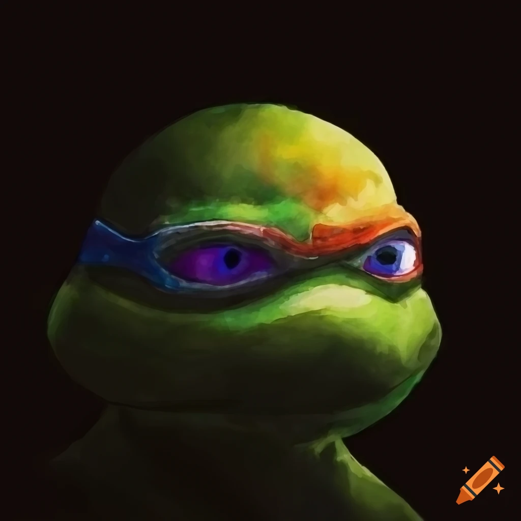 Watercolor painting of a ninja turtle
