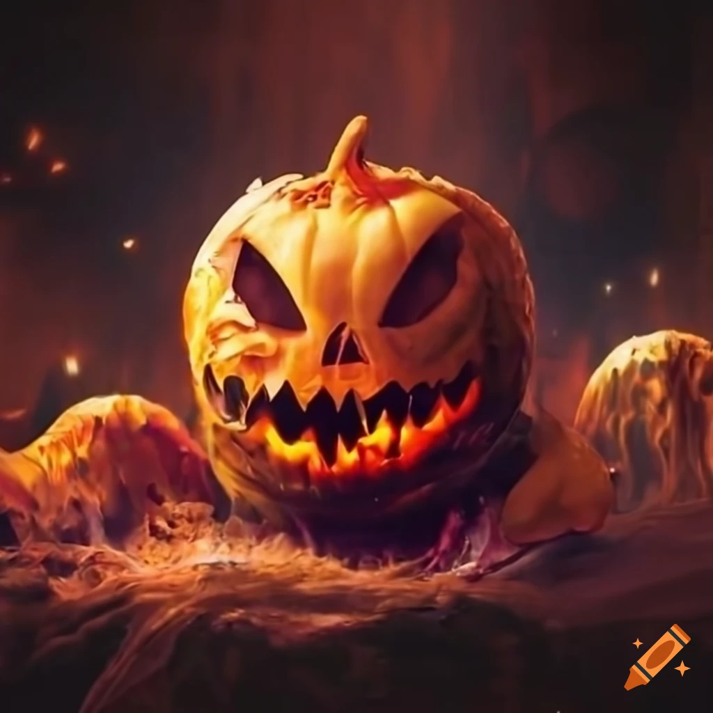 Halloween themed image of aliens and flickering flames on an alien