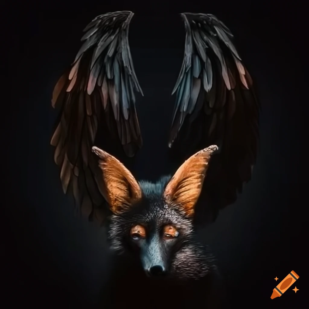 black fox with wings