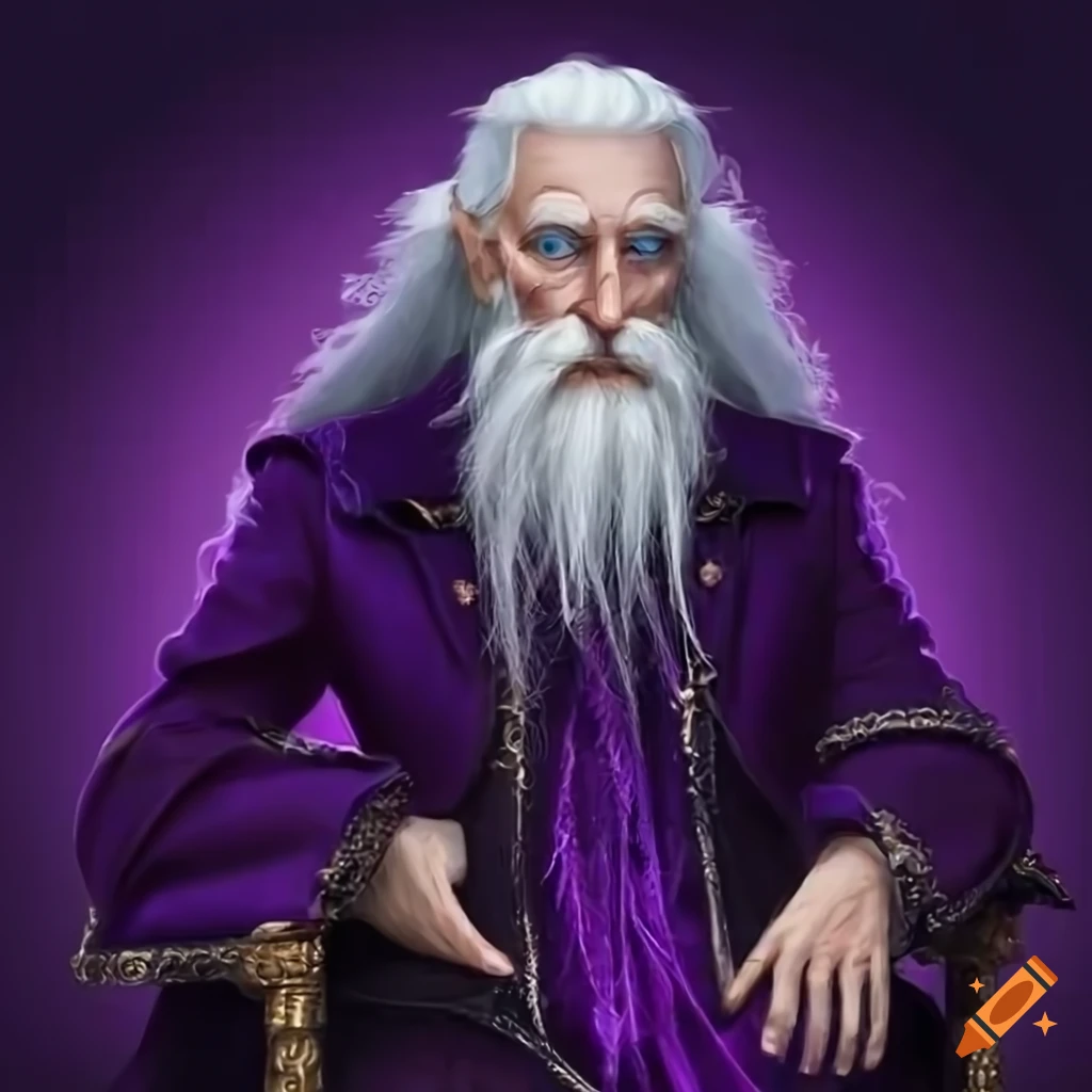 image of an old magician sitting on a throne