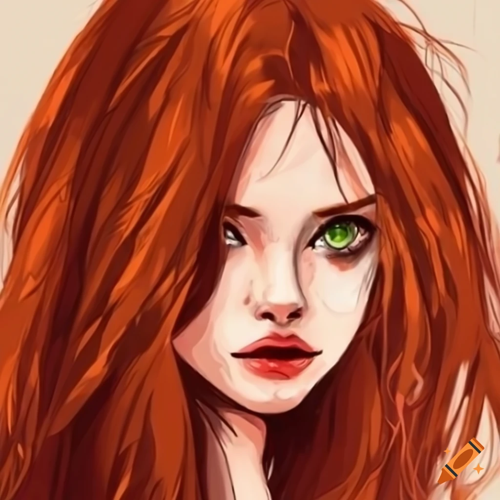 Portrait Of A Girl With Green Eyes And Red Hair 0967