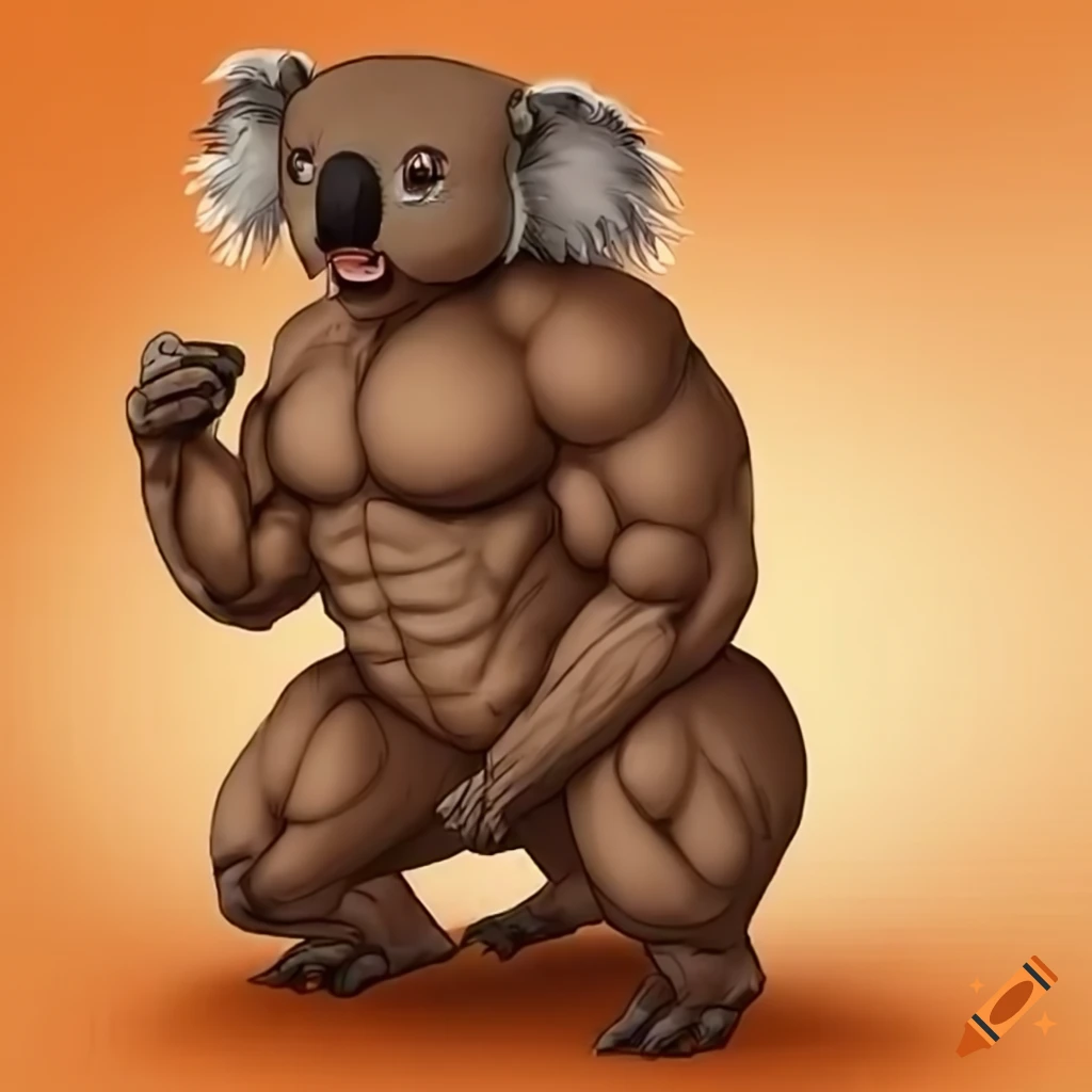 funny muscle koala illustration