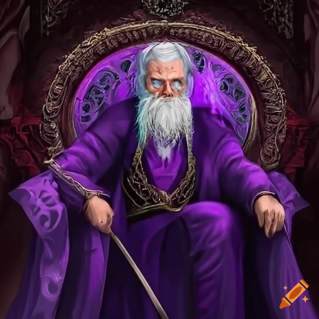 image of an old magician sitting on a throne