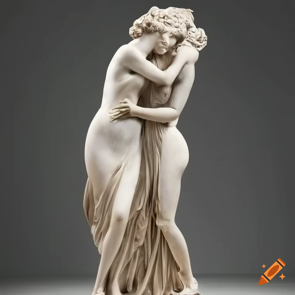 sculpture of two women embracing