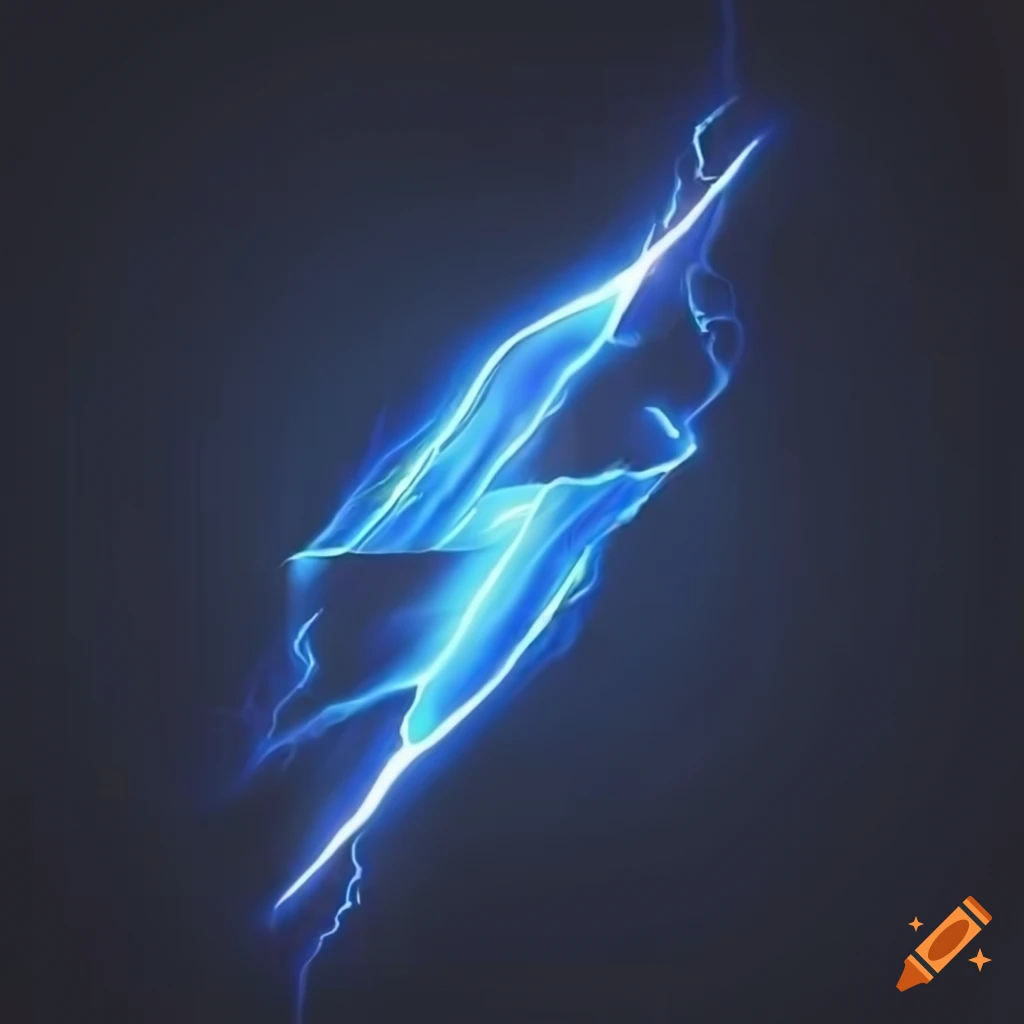 Electric blue thunder logo on black background on Craiyon