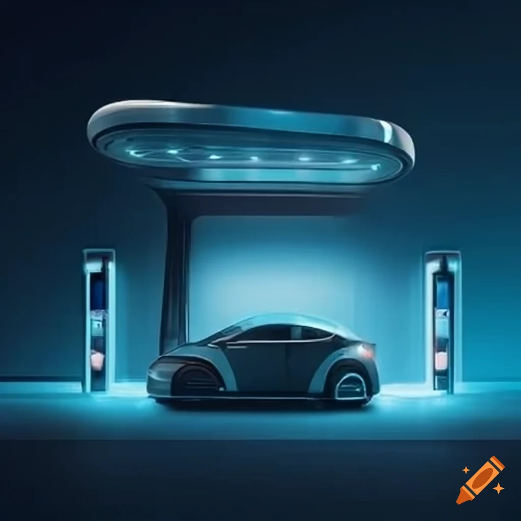 image of an innovative building with advanced EV charging system