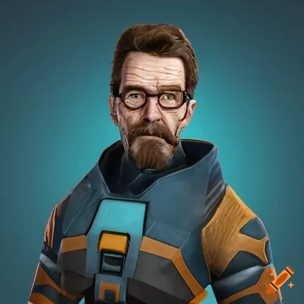 Bryan cranston dressed as gordon freeman from halflife in a hazard