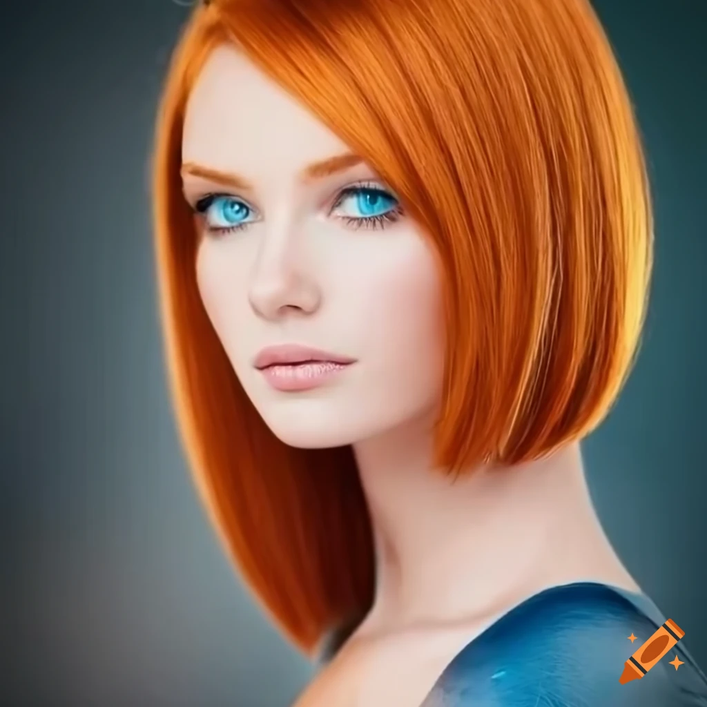 Detailed Portrait Of A Red Haired Woman With Blue Eyes 3768