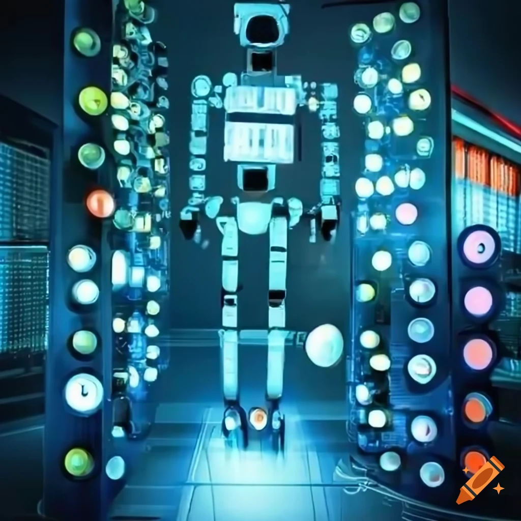 futuristic robot and illuminated synth