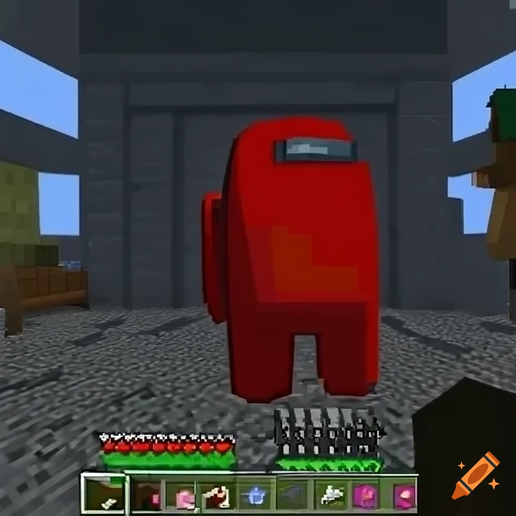 sneaky Among Us characters in Minecraft world