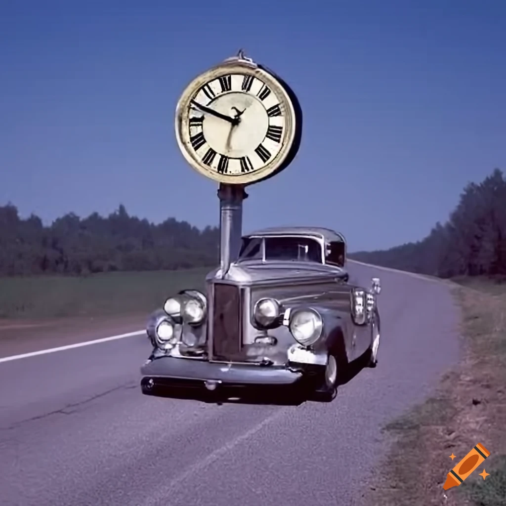 vintage hitch-hiker with a roadside highway sign