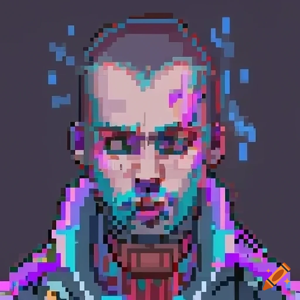 Detailed Pixel Art Portrait Of A Cyberpunk Character On Craiyon