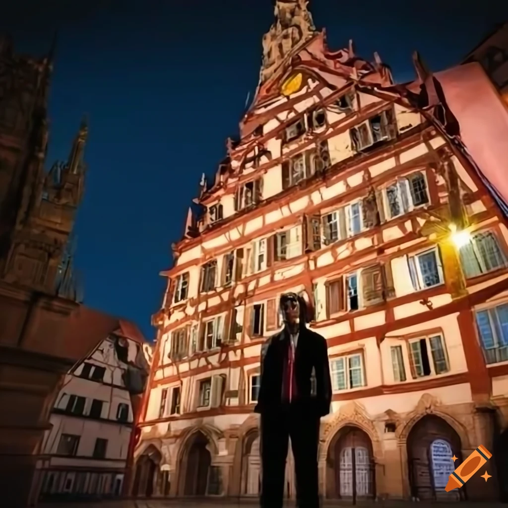 Ludwig van Beethoven looking at stars in front of Rathaus